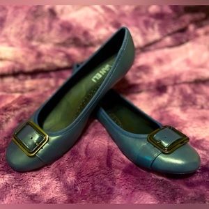 **SOLD**Brand New in Box**Vaneli Navy Leather Buckle Flats sz 7